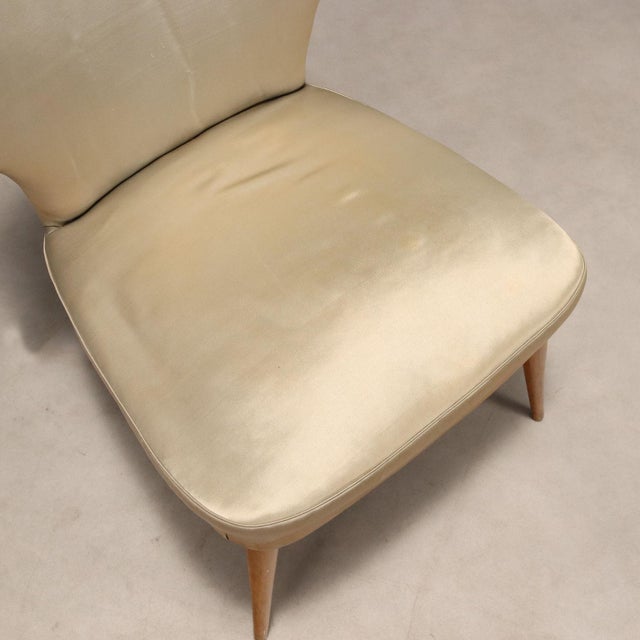 Cream Vintage Chairs in Beech and Fabric, 1950s, Set of 2 For Sale - Image 8 of 10
