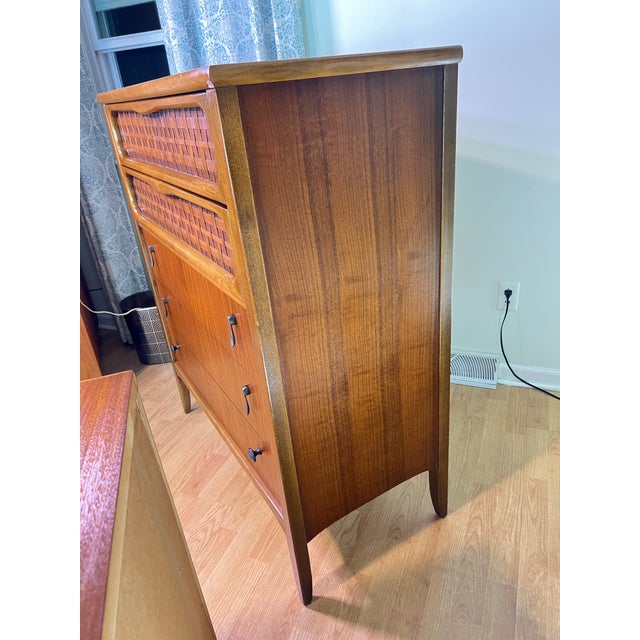 Lane Furniture 1960s Lane Perception Walnut Highboy Dresser For Sale - Image 4 of 12