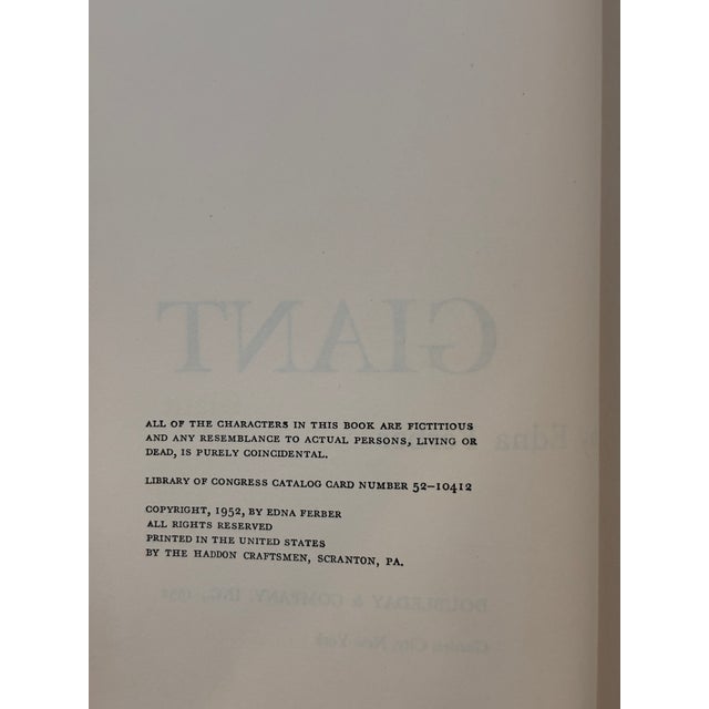 "Giant' Movie Poster 1963 and 1st Edition Book 1952 by Edna Ferber For Sale - Image 17 of 18