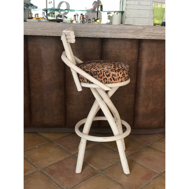 1960s Set of 4 Bamboo Barstools For Sale - Image 5 of 9