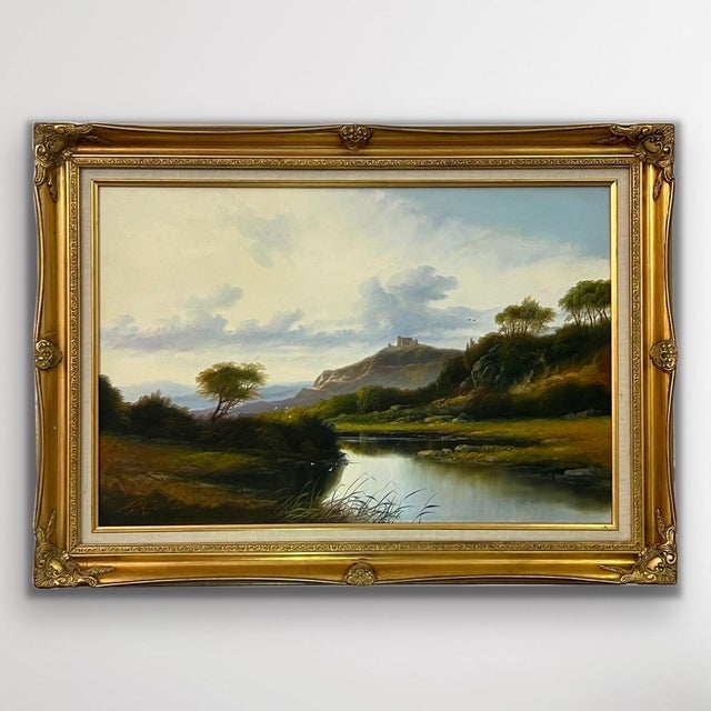 Mountain Lake in Spring Oil Painting of the Scottish Highlands by British Artist 1980 Circa For Sale - Image 12 of 18
