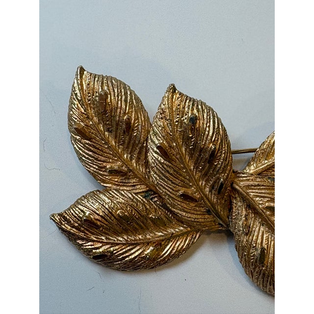 Vintage Coro Gold Tone Leaf Spray Feathers Brooch Jewelry For Sale In Miami - Image 6 of 12