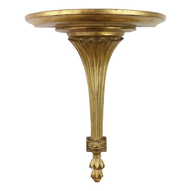 Vintage 1940s Art Deco Gold Gilt Plaster Wall Shelf For Sale