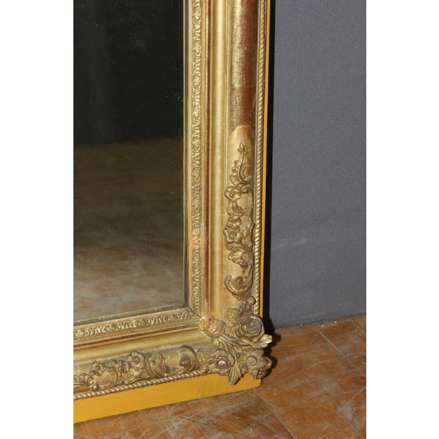 19th Century Restoration Mirror in Gilded Stucco For Sale - Image 5 of 12