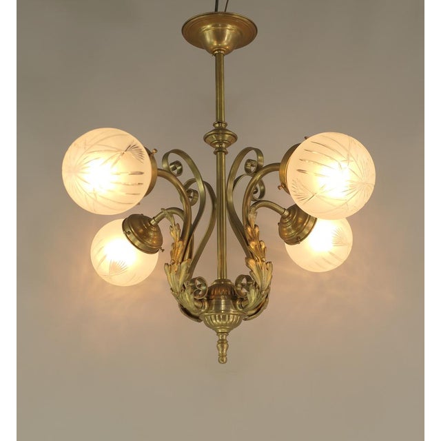 Gold Viennese Baroque Chandelier with Hand-Cut Glass Shades, Austria, 1900s, 1890s For Sale - Image 8 of 10