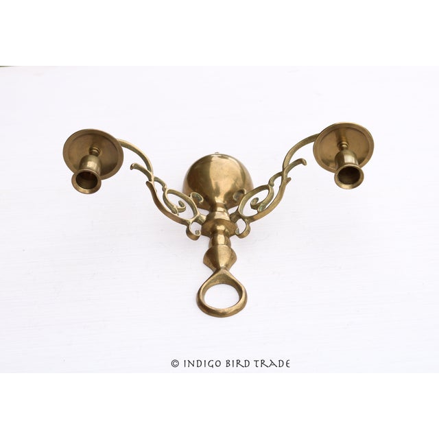 Large Vintage Solid Brass Ornate Traditional Sconce For Sale - Image 4 of 6