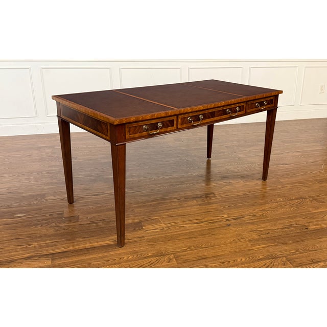 Wood Hepplewhite Mahogany Writing Desk by Leighton Hall - Showroom Sample For Sale - Image 7 of 18