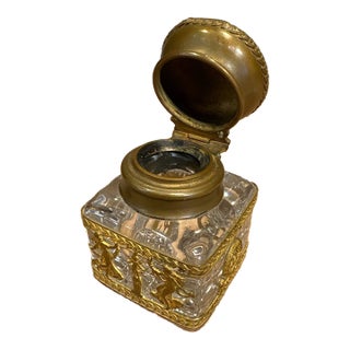 Antique French Ormolu Inkwell For Sale