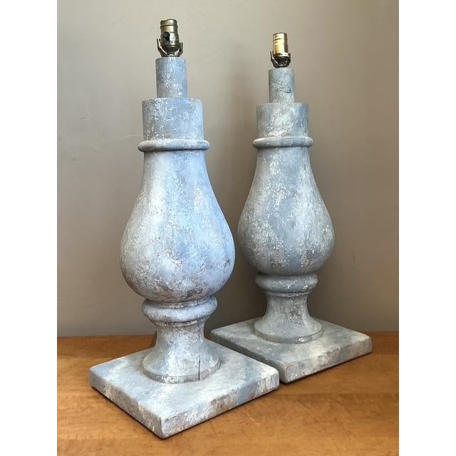 Vintage Monumental Faux Finished Balustrade Lamps - A Pair For Sale - Image 11 of 12