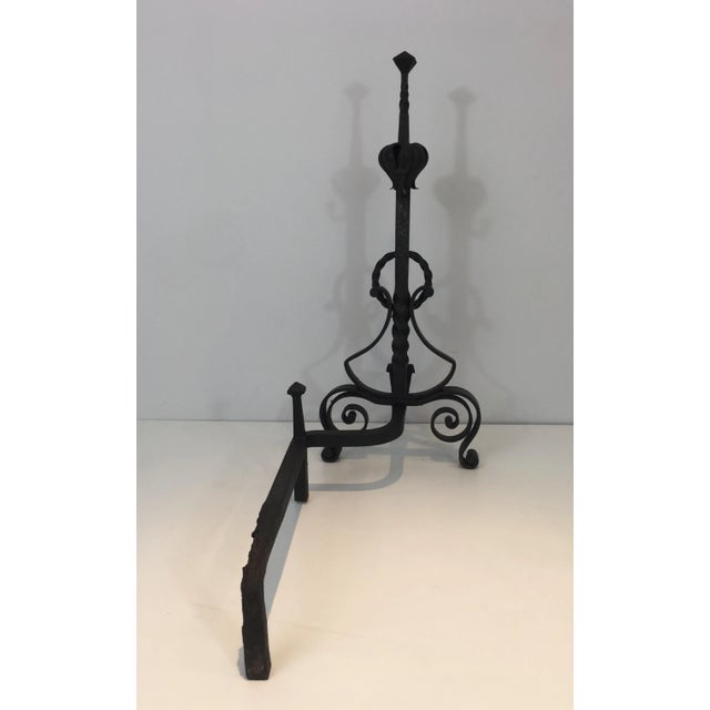 Wrought Iron Andirons, French, circa 1900 - A Pair For Sale - Image 10 of 13