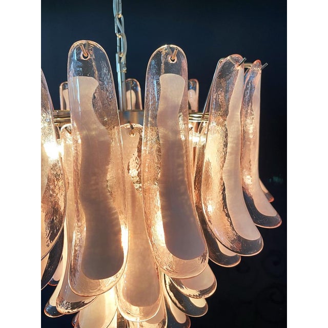 Vintage Italian Murano Chandelier with Pink Glass Petals, 1990s For Sale - Image 9 of 18