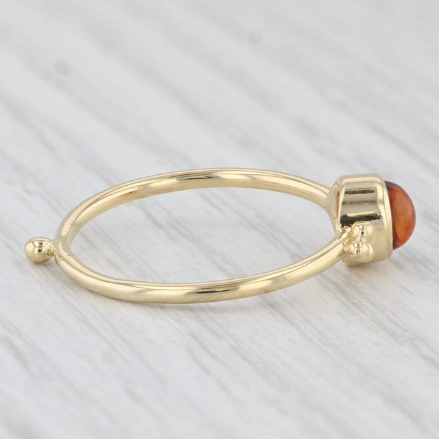 2020s Orange Citrine Solitaire Ring 18k Yellow Gold Size 8 Round Cabochon For Sale - Image 5 of 8