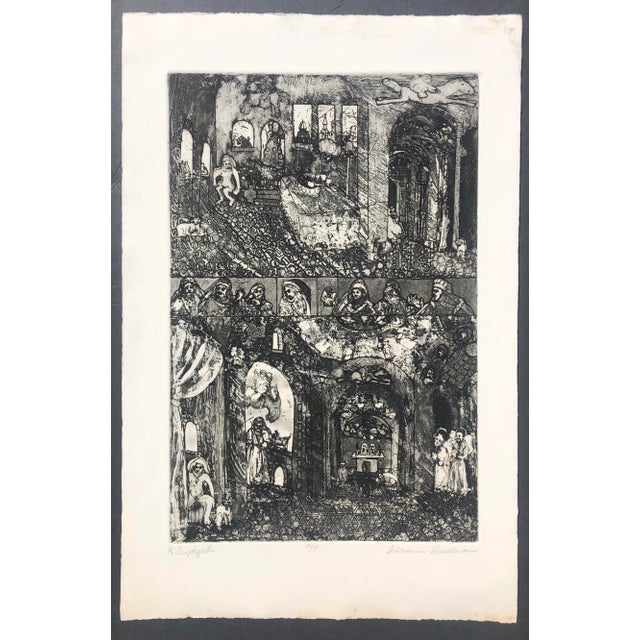 Fantasy etching by Atlanta artist Adrienne Anderson (1949-2020). Anderson earned her MFA from University of Georgia and...
