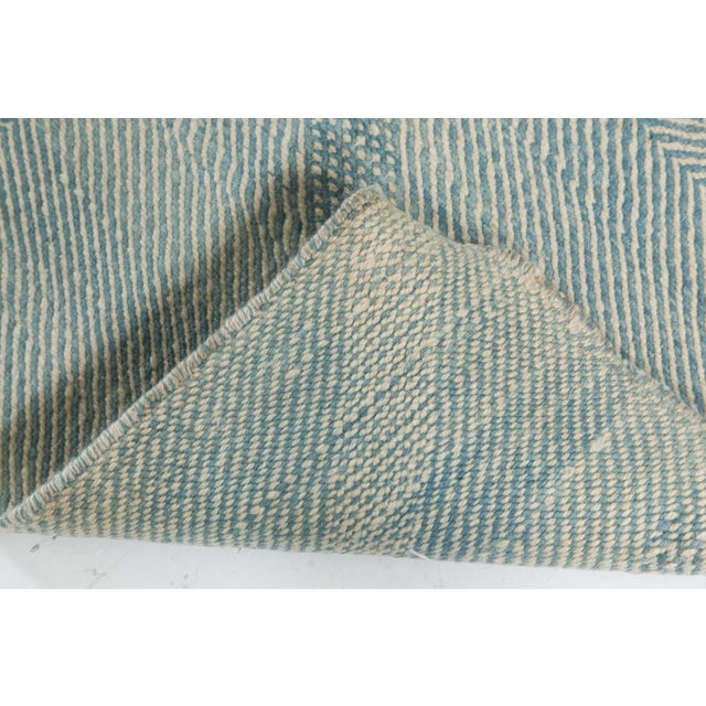 Gray Modern Custom Flat Weave Blue Moroccan Style Runner by Doris Leslie Blau For Sale - Image 8 of 8