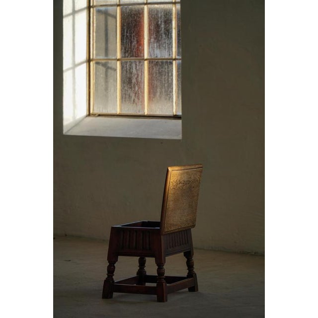 1920s Vintage Scandinavian Oak Accent Stool, 1920s For Sale - Image 5 of 18