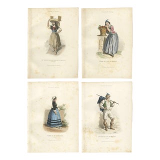 Portuguese & Madeira Folk Costume Engravings, 1850, Engraving For Sale