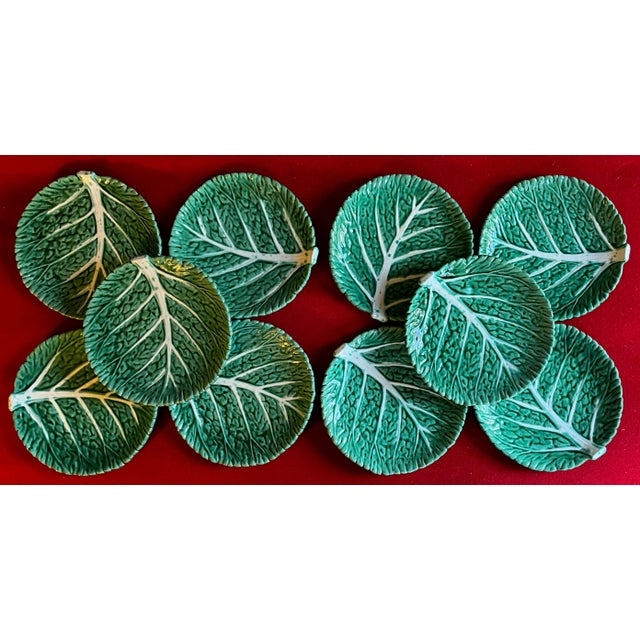 Vintage Cabbage or Lettuce Leaf Pottery Serving Plates Lettuceware - Set of 10 For Sale - Image 12 of 13