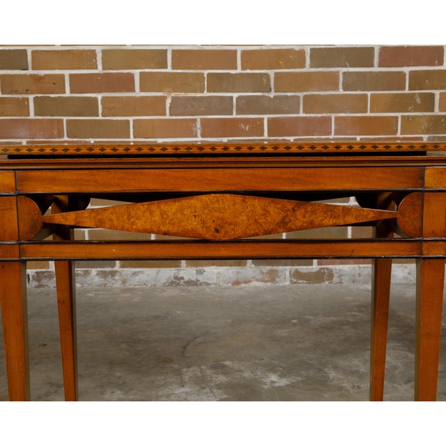 French French 19th Century Burlwood Folding Table with Inlaid Accents and Diamond Motif For Sale - Image 3 of 12