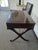 Barbara Barry for Baker side table. Dark polished mahogany wood. This table has curved legs and a draw.