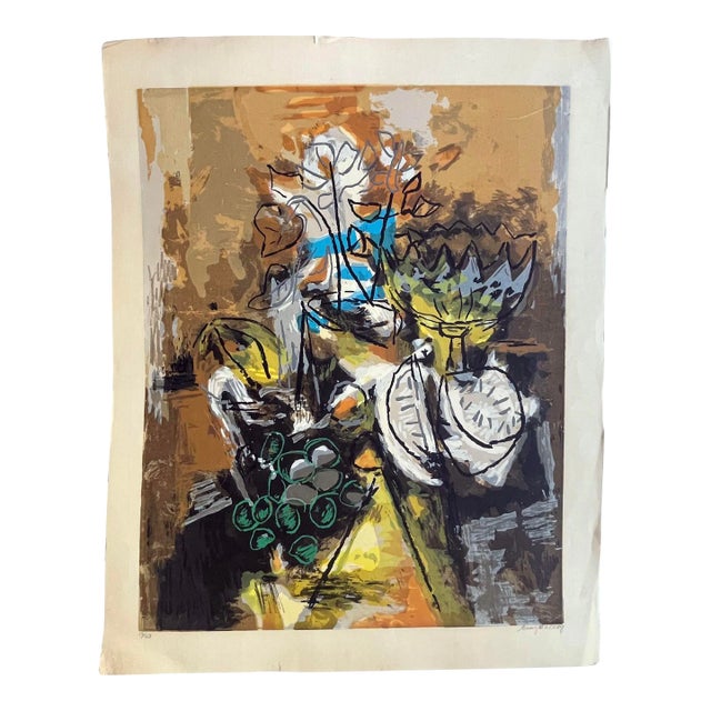 1970s Guy Maccoy Abstract Still Life Lithograph Print For Sale