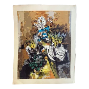 1970s Guy Maccoy Abstract Still Life Lithograph Print