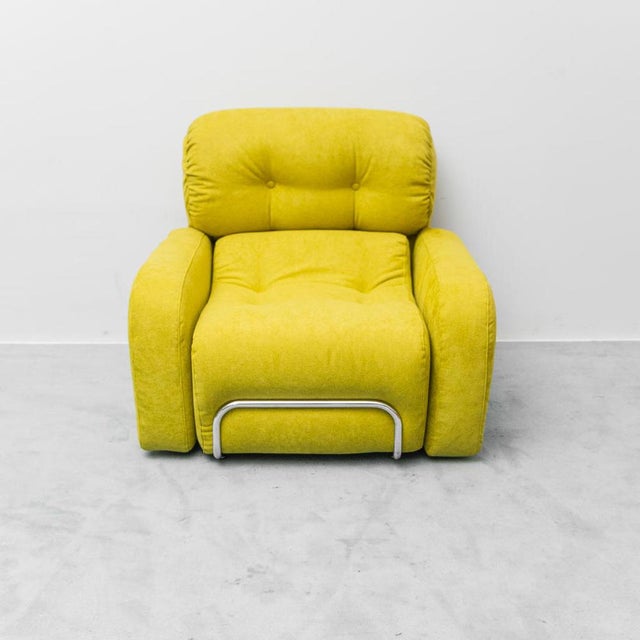 Green Fabric Armchair with Metal Frame, 1970s For Sale - Image 3 of 13