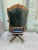 Wood 20th Century Vintage French Louis XV Style Brass Nail Studded Upholstered Vinyl Executive Office Chair For Sale - Image 7 of 15