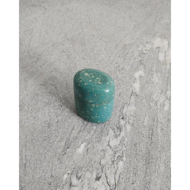 Swedish Mid-Century Turquoise Ceramic Box by Hans Hedberg, 1940s For Sale - Image 3 of 7