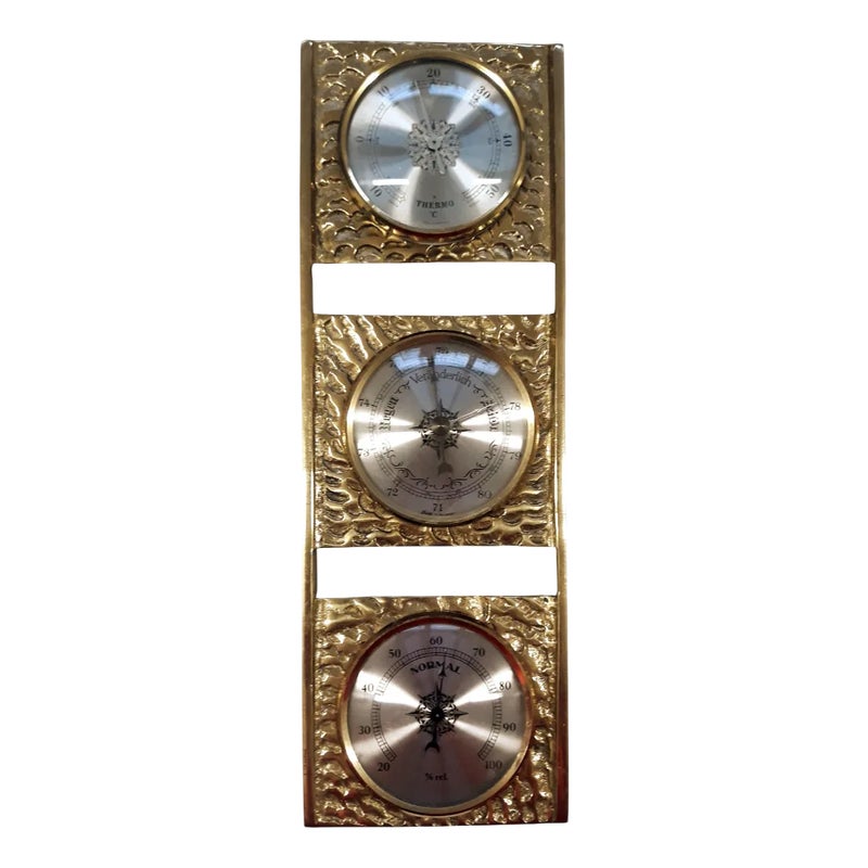 Brass Weather Station Hygrometer Barometer Thermometer, 1970s