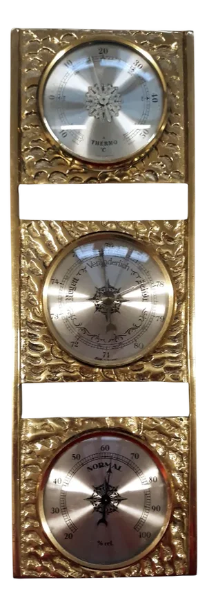Brass Weather Station Hygrometer Barometer Thermometer, 1970s