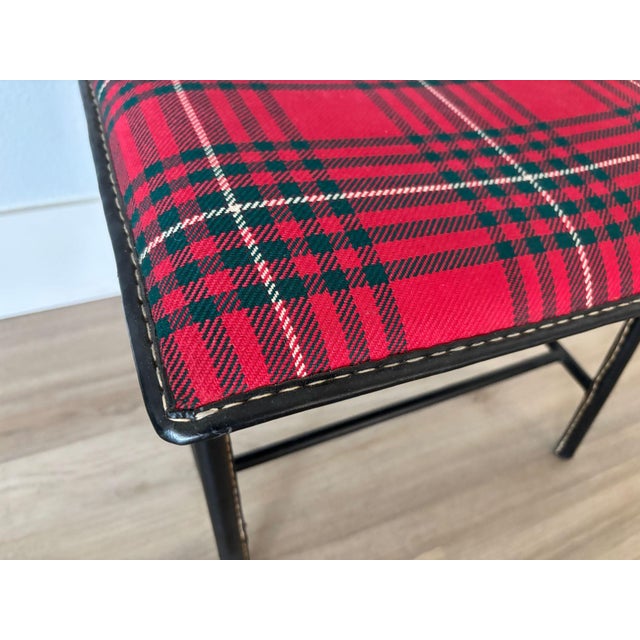 Jacques Adnet Valet Leather Wrapped With Original Tartan Plaid For Sale - Image 11 of 17