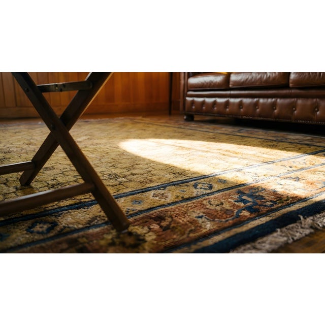 Incredible Small Hexagonal Camel Background With Floral Border Antique Chinese Ningxia Rug For Sale - Image 12 of 12