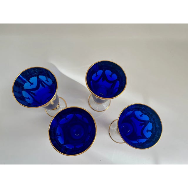 Arte Italica Medici 24-K Gold Cobalt Blue Champagne Flutes - Set of 4 For Sale - Image 4 of 6