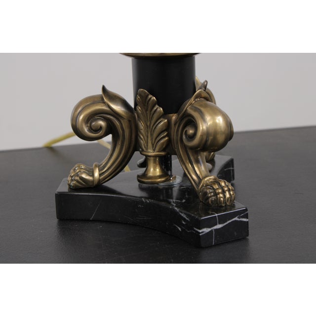 1990s 1990s Pair of Bronze Empire Style Candestick Lamps For Sale - Image 5 of 12