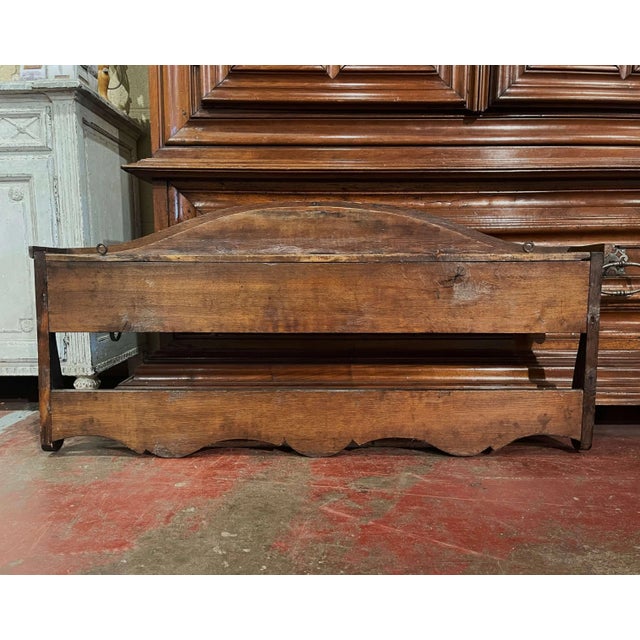 Mid-19th Century French Carved Oak Hanging Shelf With Hooks From Normandy For Sale - Image 9 of 11