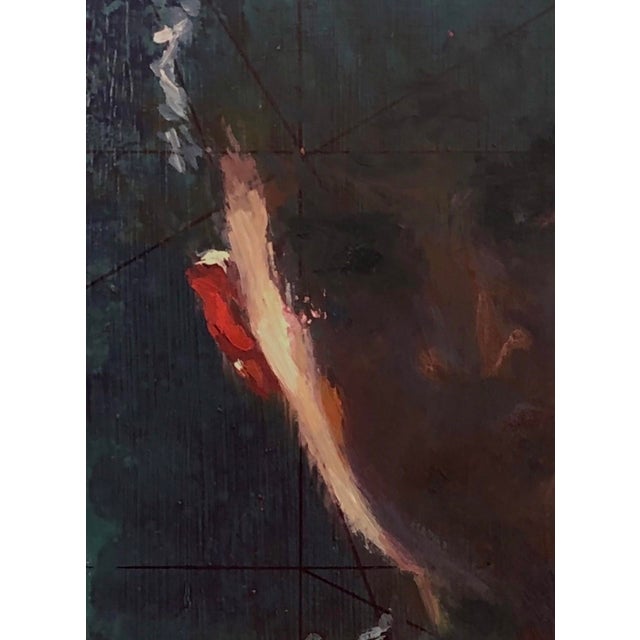 Dark Spirit by Lisa Fricker | Oil on board portrait of a figure with a dark background For Sale - Image 4 of 5