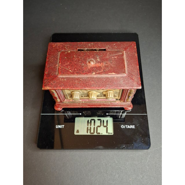 Antique Kenton Toys Cast Iron Radio Bank 1920s Small 3-Dial Safe Red Paint For Sale - Image 15 of 15