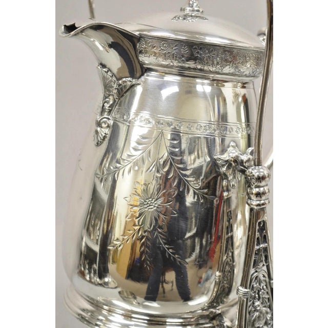 Victorian Early 20th Century Rogers Smith & Co Silver Plated Victorian Tilting Lemonade Water Pitcher W Stand For Sale - Image 3 of 12