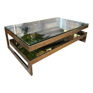 Vintage Gold Plated Two-Tier Coffee Table from Belgo Chrome, 1980 For Sale
