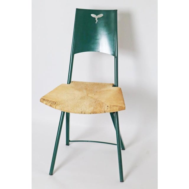 Green Mia Folding Chair with Rush Seat attributed to Giorgio Cattelan, Italy, 1980s For Sale - Image 18 of 18
