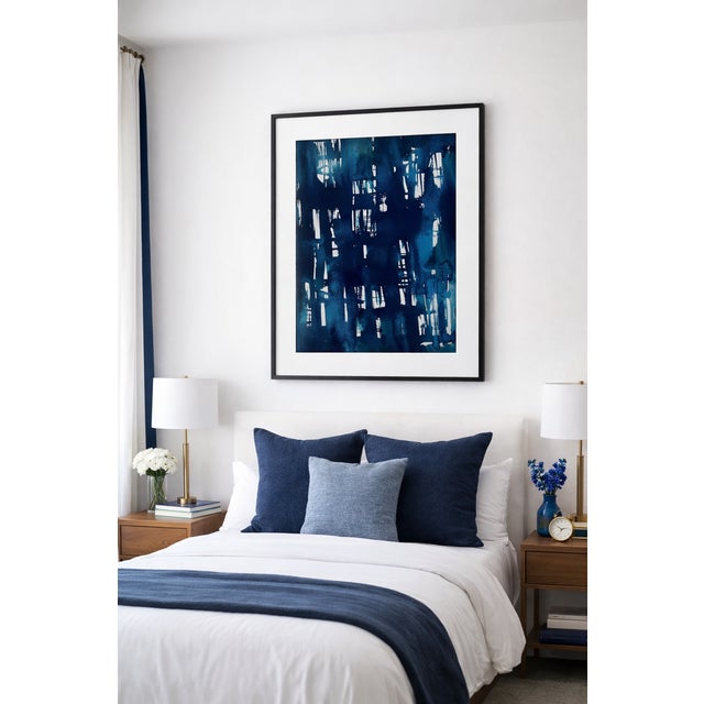The Blue Night Abstract Ink on Paper For Sale - Image 4 of 7