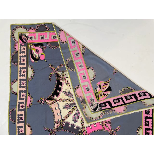 Vintage Pucci Silk Scarf in Pink and Blue Circa 1970 For Sale - Image 10 of 12
