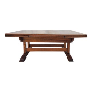 Antique 1910s Mission / Arts & Crafts Draw Leaf Oak Coffee Table For Sale