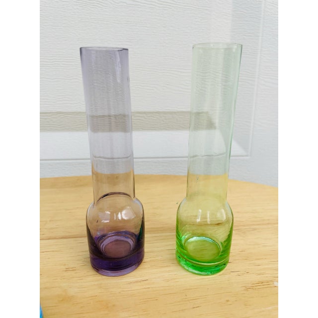 Set of 5 Vintage Mid Century Modern Blown Glass Bud Vases For Sale - Image 9 of 12
