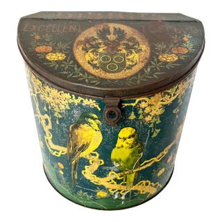 Vintage 1920s Dibbit's British Toffee Bird Design Candy Tin For Sale