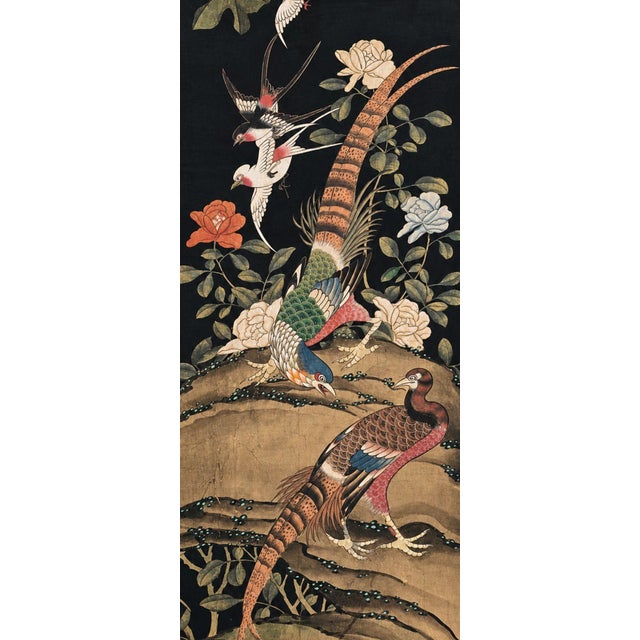 Oversized 19th C. Chinese Handpainted Hundred Birds Paying Homage to the Phoenix For Sale In Los Angeles - Image 6 of 13