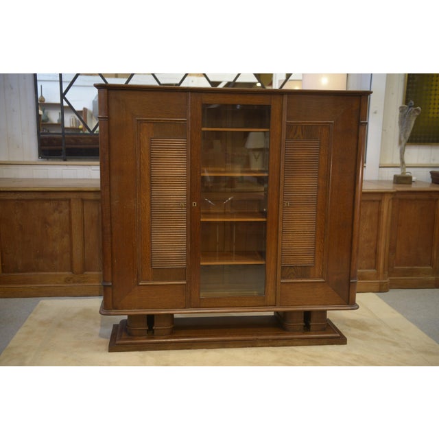 Brutalist Oak Display Cabinet by Charles Dudouyt, 1940s For Sale - Image 6 of 15