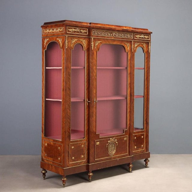 Antique Bookcase in Violet Wood and Bronze, 1800s For Sale - Image 14 of 14