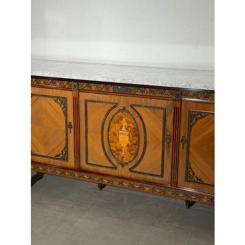 Brown Large Louis XVI Style Sideboard with Marble Top by JP Ehalt For Sale - Image 8 of 10