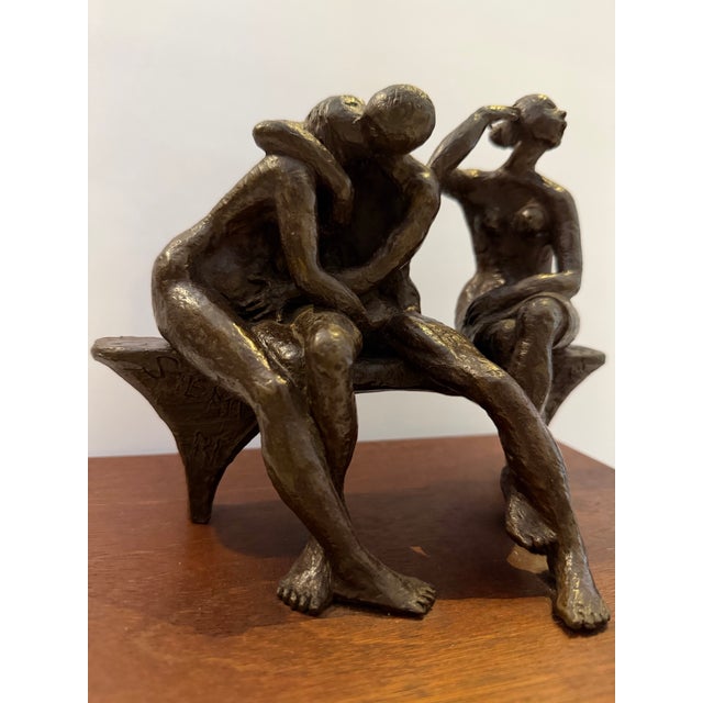 Figurative Lea Vivot “Lover’s Bench” Bronze Sculpture, Signed & Dated 1974, Edition 5/7 For Sale - Image 3 of 10